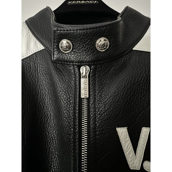 Versace Calf Leather Biker Moto Jacket - Picture 6 of 10